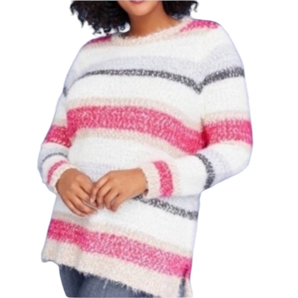 LANE BRYANT Eyelash Knit Ribbon Tie Back Sweater